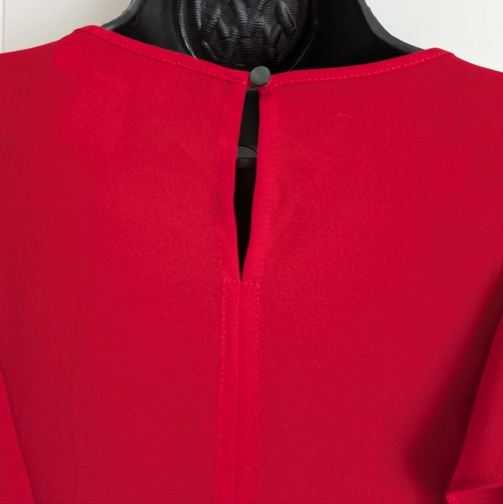 Red Ruffle Sleeve Blouse - Picture 6 of 8